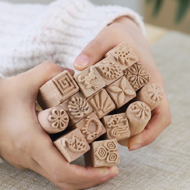Wooden Clay Pottery Stamp, 16Pcs Pottery Tools Stamps Clay Decorative Stamp  Hand Carved Stamps Beech DIY Clay Pottery Printing - AliExpress